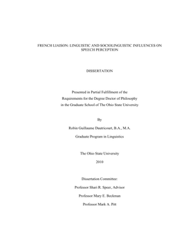 French Liaison: Linguistic and Sociolinguistic Influences on Speech Perception