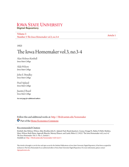 The Iowa Homemaker Vol.3, No.3-4