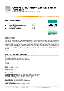 Journal of Nutrition & Intermediary Metabolism