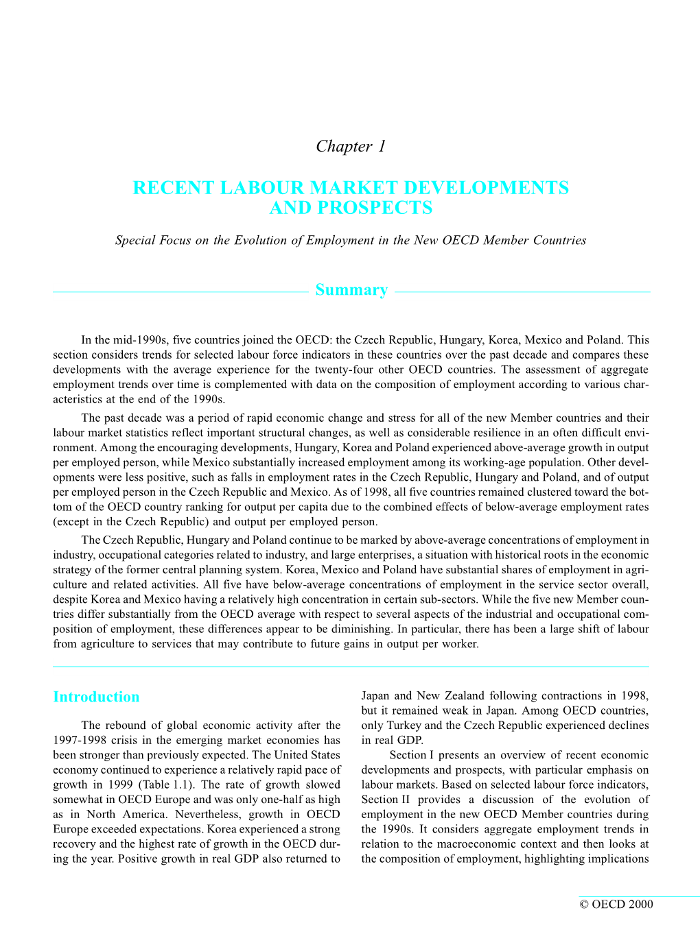 Recent Labour Market Developments and Prospects