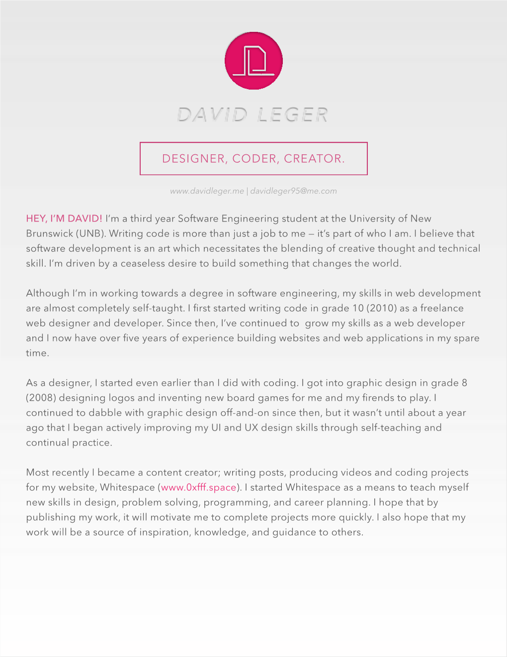 Designer, Coder, Creator