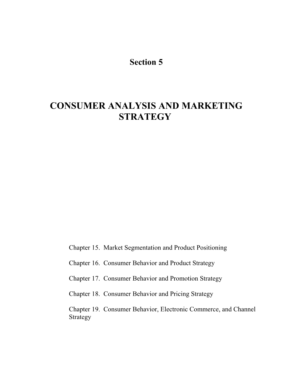 Consumer Analysis and Marketing Strategy