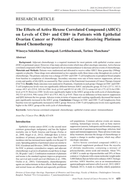 AHCC on Immune Response in Patients Receiving Platinum Based Chemotherapy