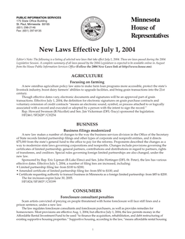 New Laws Press Release