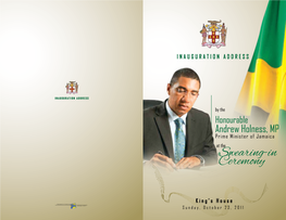 Hon Andrew Holness Swearing-In Speech