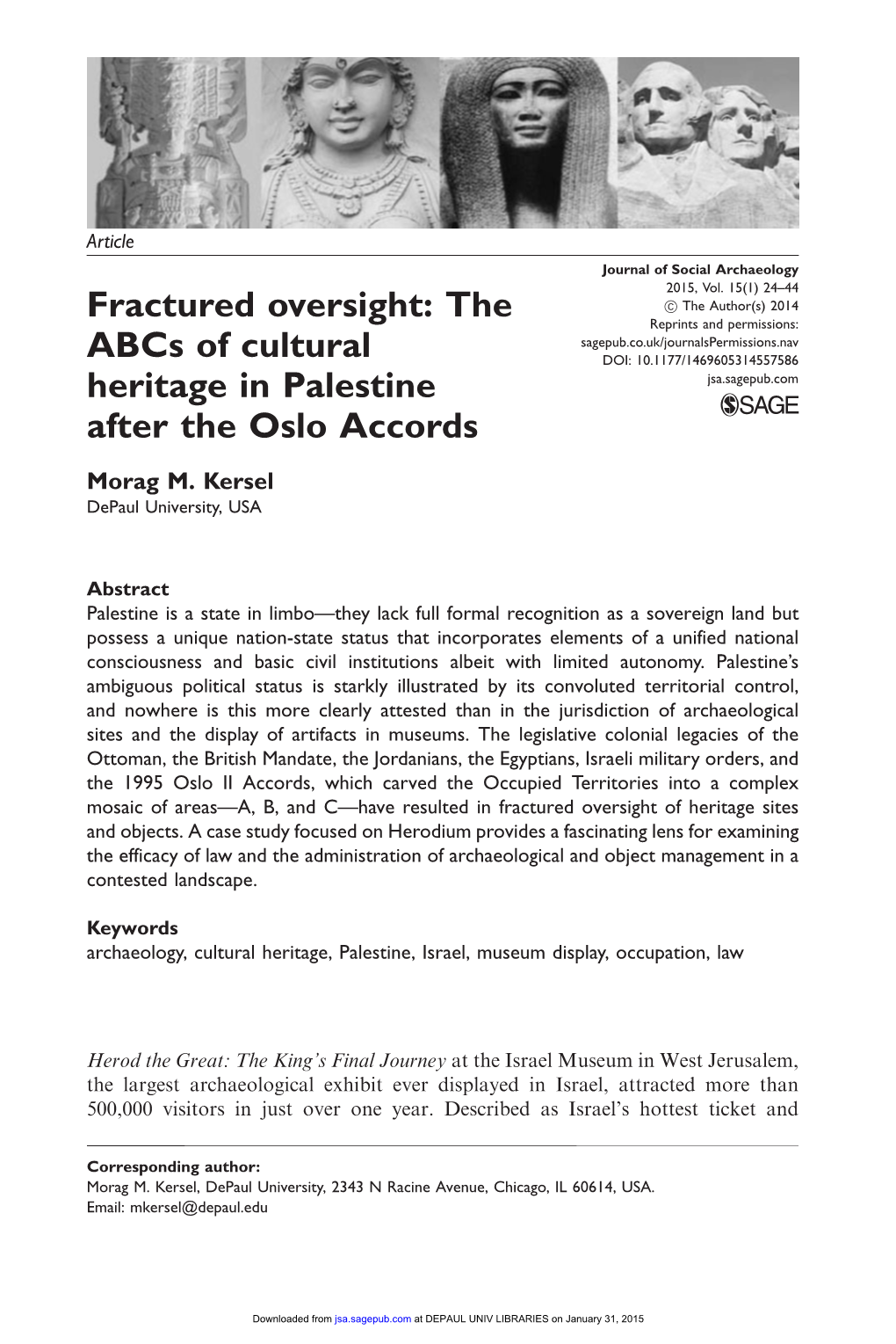 Fractured Oversight: the Abcs of Cultural Heritage in Palestine After