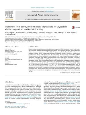 Shonkinites from Salem, Southern India: Implications for Cryogenian Alkaline Magmatism in Rift-Related Setting ⇑ Xiao-Fang He A, M