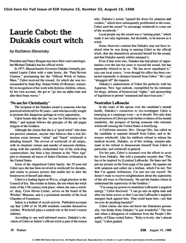 Laurie Cabot: the Dukakis Court Witch