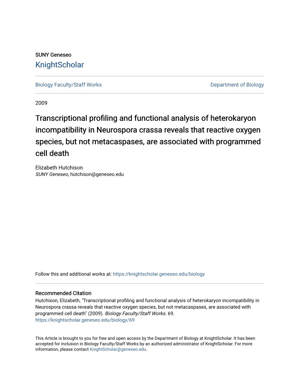 Transcriptional Profiling and Functional Analysis of Heterokaryon