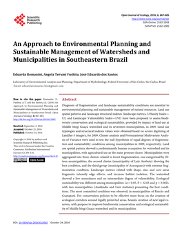 An Approach to Environmental Planning and Sustainable Management of Watersheds and Municipalities in Southeastern Brazil