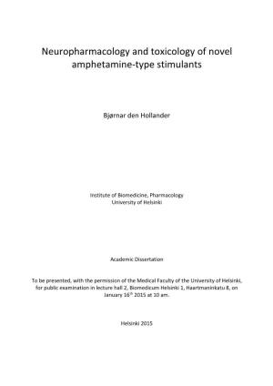 Neuropharmacology and Toxicology of Novel Amphetamine-Type Stimulants