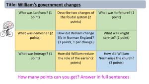 Answer in Full Sentences Title: William's Government Changes