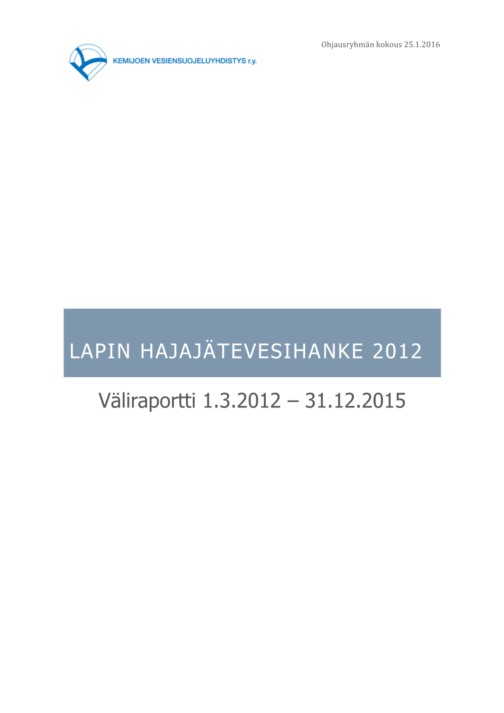 Lapin Hajajätevesihanke 2012