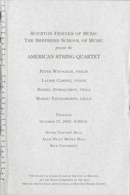 I.," American String Quartet