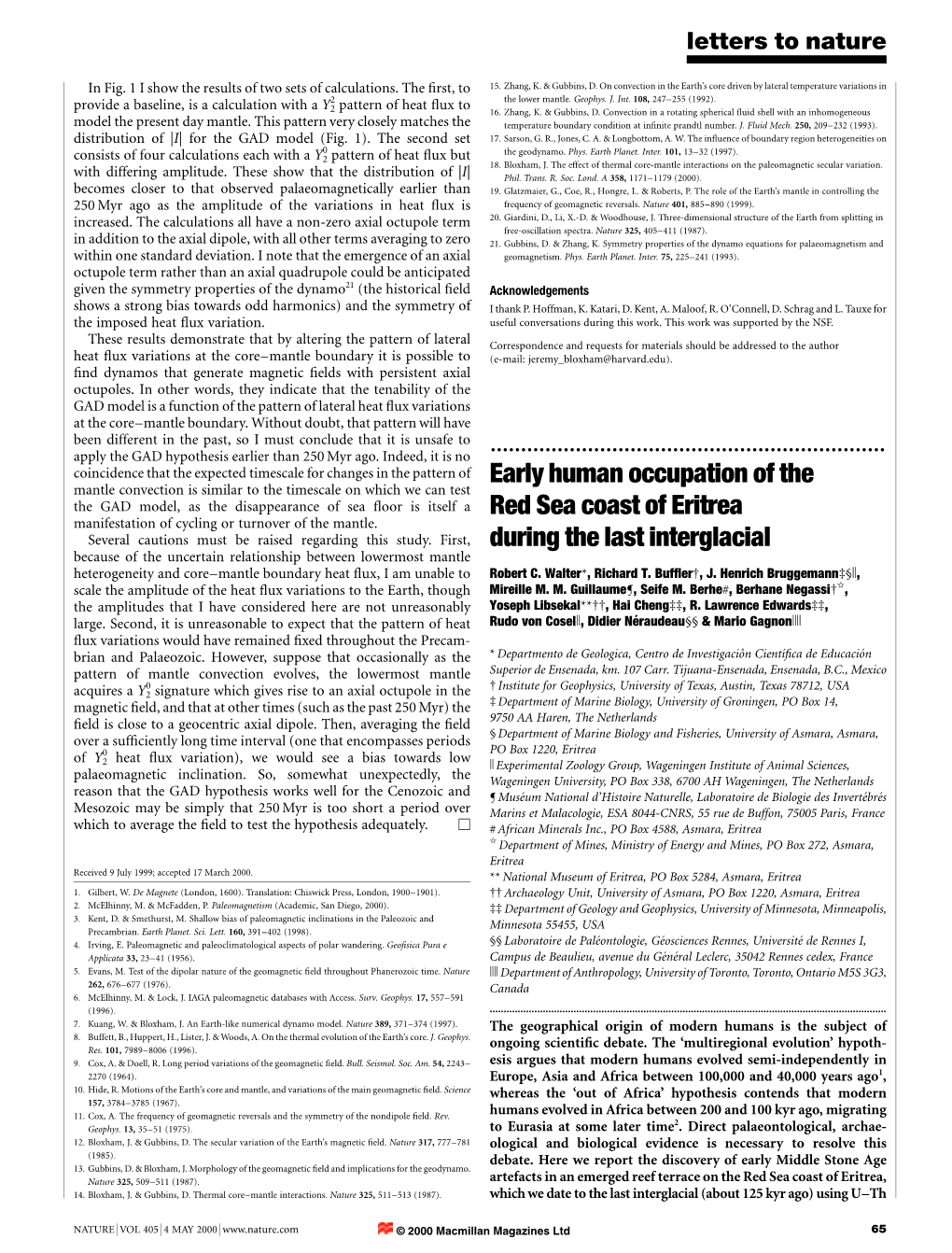 Early Human Occupation of the Red Sea Coast of Eritrea During the Last