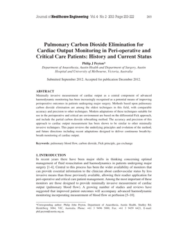 Pulmonary Carbon Dioxide Elimination For