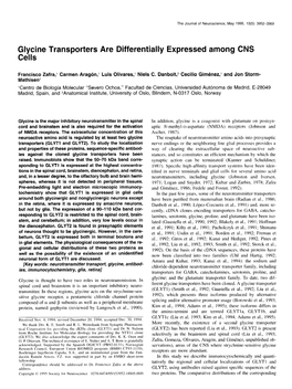 Glycine Transporters Are Differentially Expressed Among CNS Cells