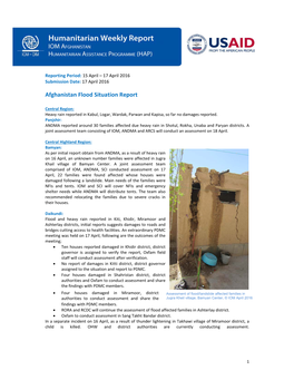 Afghanistan Flood Situation Report