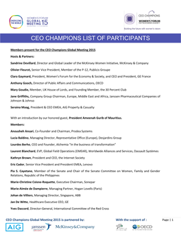 Ceo Champions List of Participants