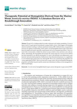 Therapeutic Potential of Hemoglobin Derived from the Marine Worm Arenicola Marina (M101): a Literature Review of a Breakthrough Innovation