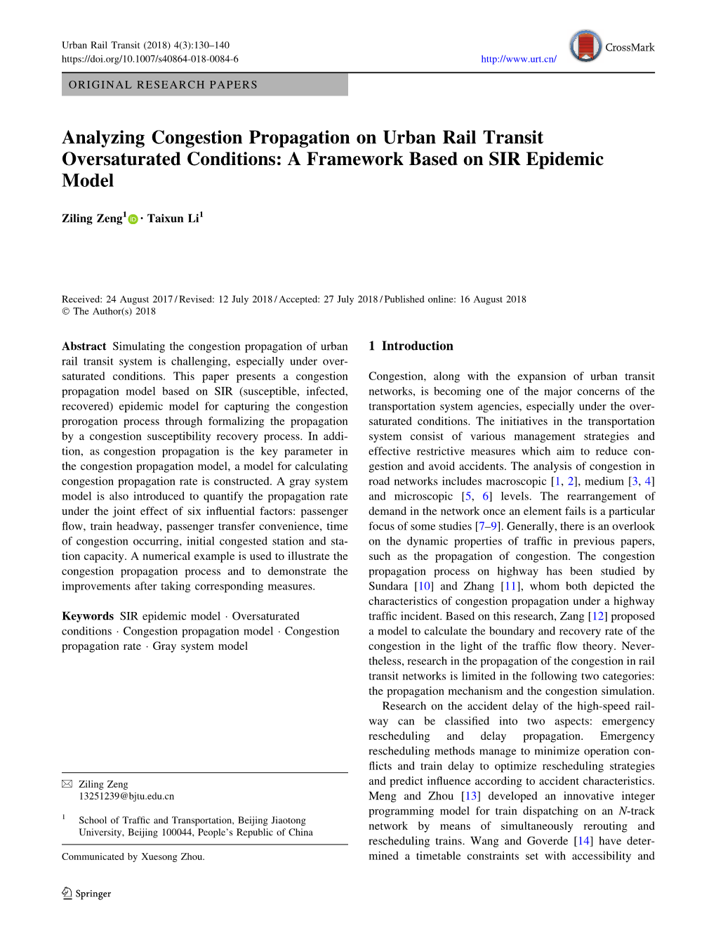 Analyzing Congestion Propagation on Urban Rail Transit Oversaturated Conditions: a Framework Based on SIR Epidemic Model