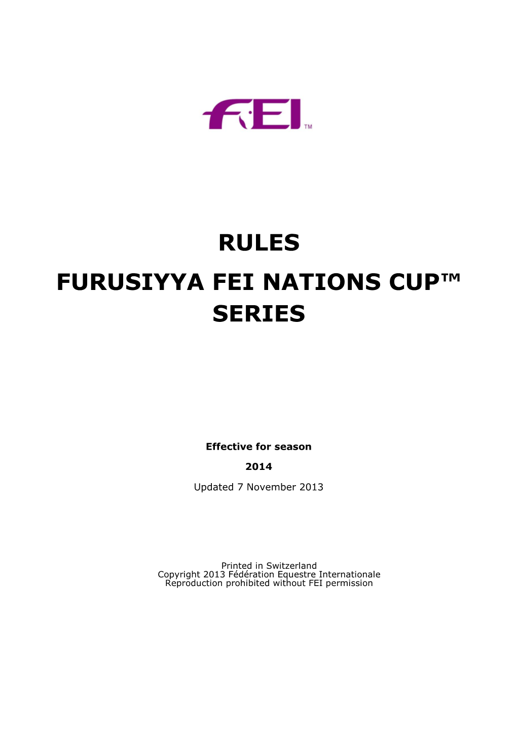 Rules Furusiyya Fei Nations Cup™ Series