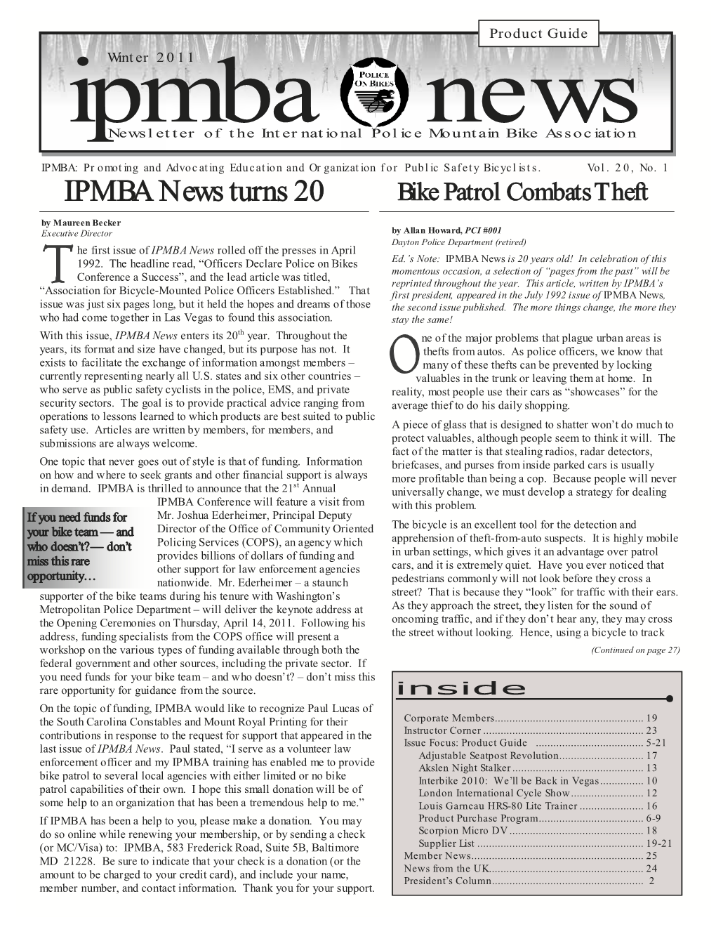 IPMBA News Vol. 20 No. 1 Winter 2011