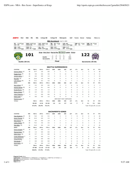ESPN.Com - NBA - Box Score - Supersonics at Kings