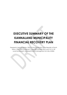 Executive Summary of the Kannaland Municipality Financial Recovery Plan