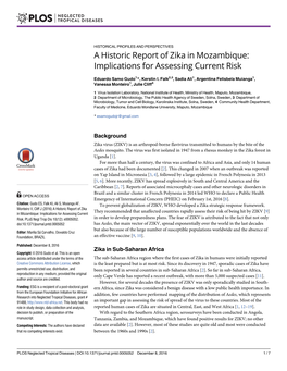 A Historic Report of Zika in Mozambique: Implications for Assessing Current Risk