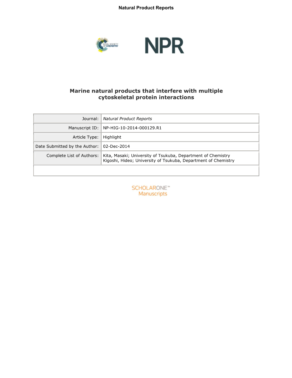 Marine Natural Products That Interfere with Multiple Cytoskeletal Protein Interactions