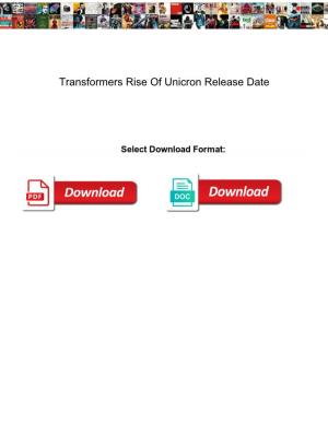 Transformers Rise of Unicron Release Date