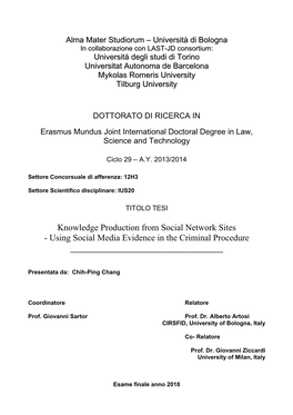 Using Social Media Evidence in the Criminal Procedure ______