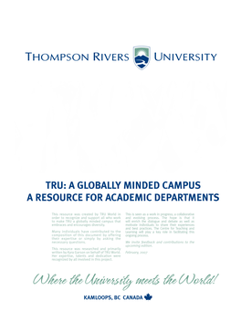 TRU: a Globally Minded Campus – a Resource for Academic Departments
