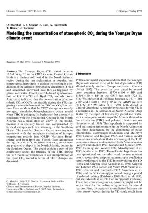Modelling the Concentration of Atmospheric CO2 During the Younger Dryas Climate Event