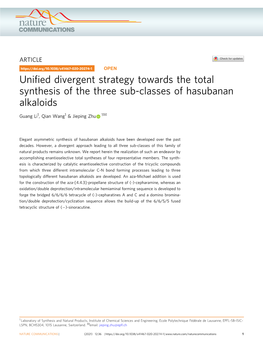 Unified Divergent Strategy Towards the Total Synthesis of the Three Sub