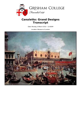 Canaletto: Grand Designs Transcript