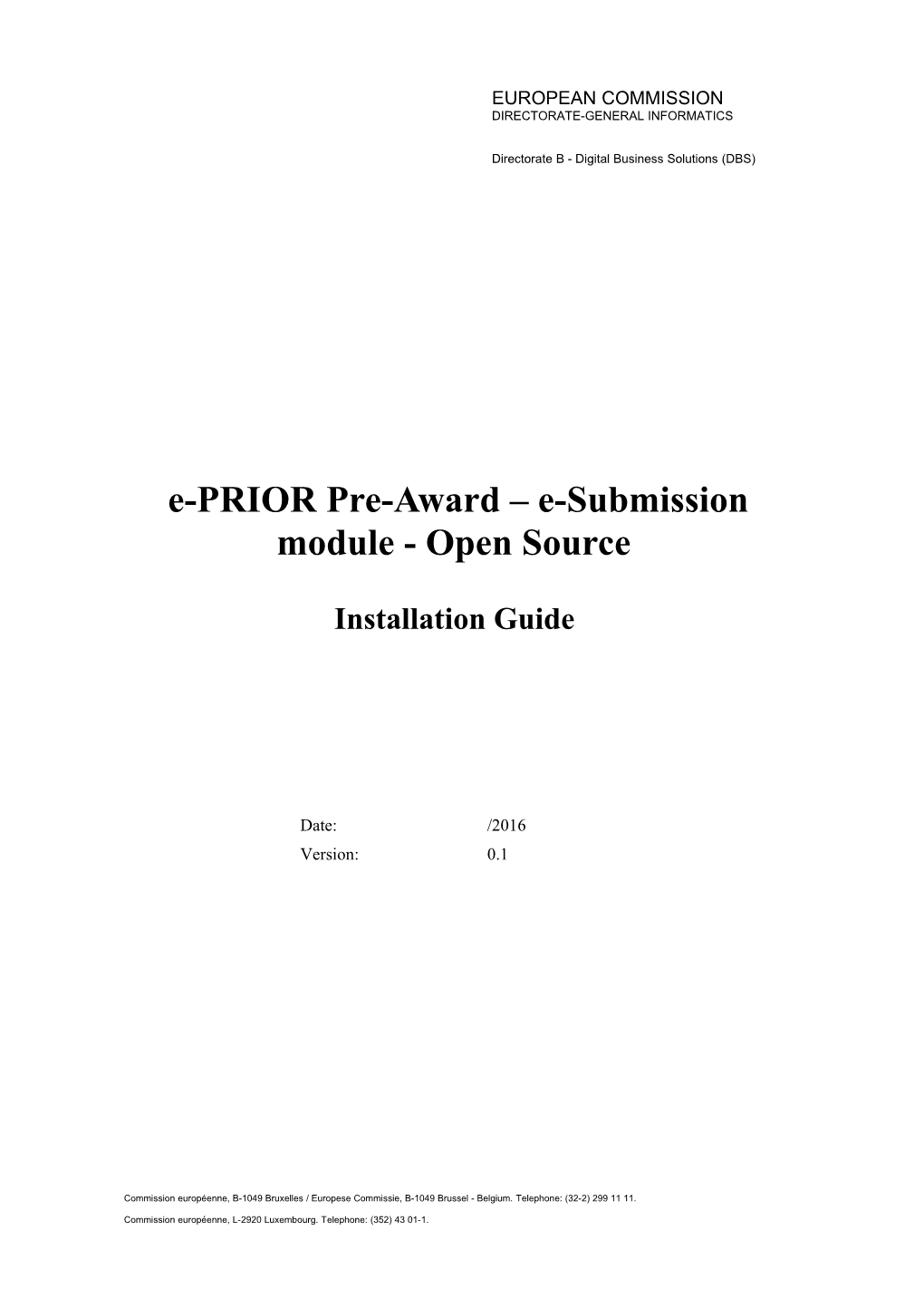 E-PRIOR Pre-Award E-Submission Module - Open Source