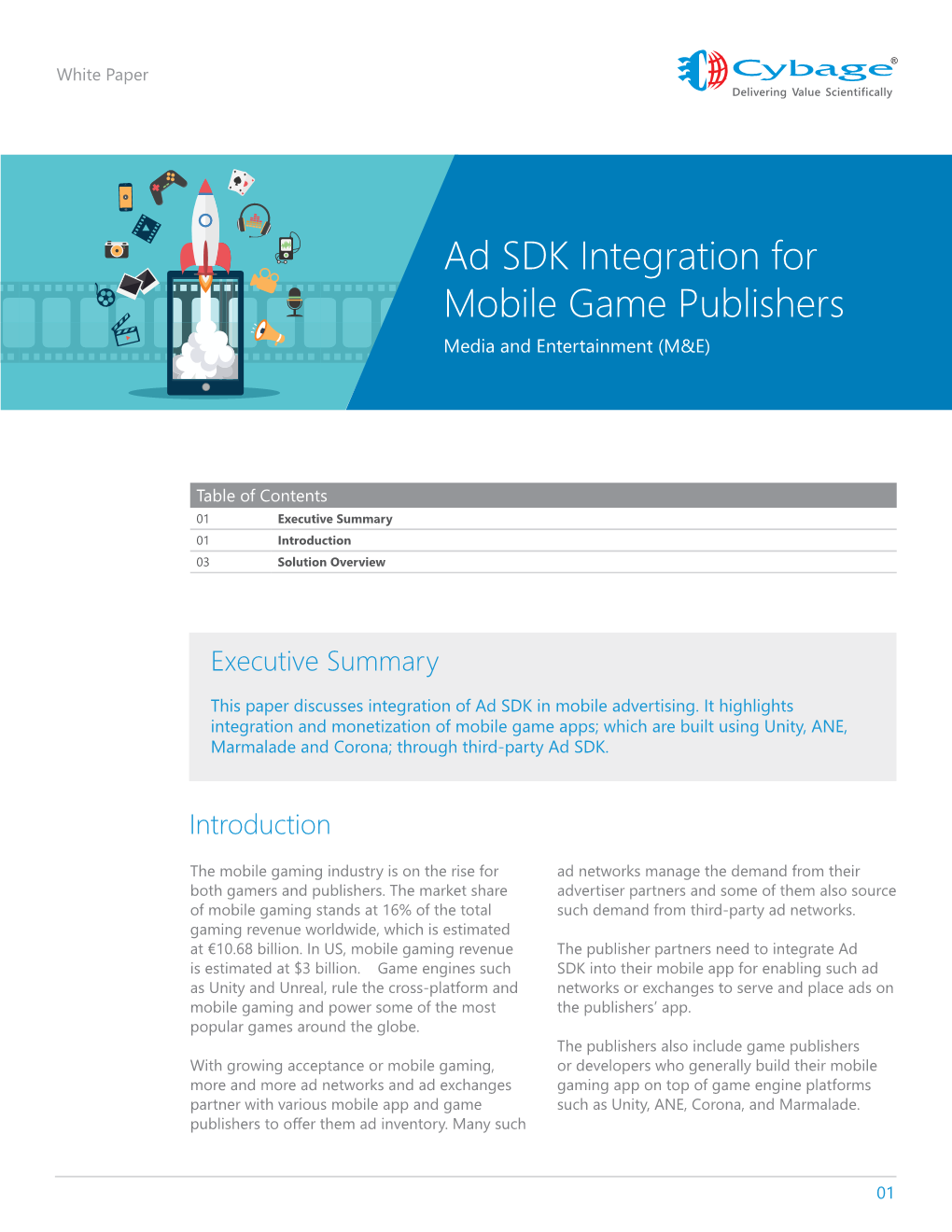 Ad SDK Integration for Mobile Game Publishers Media and Entertainment (M&E)