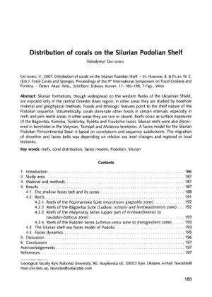 Distribution of Corals on the Silurian Podolian Shelf