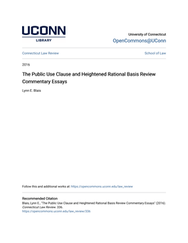 The Public Use Clause and Heightened Rational Basis Review Commentary Essays