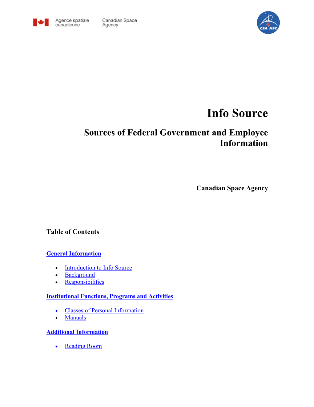 Info Source Sources of Federal Government and Employee Information