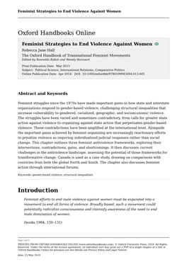 Feminist Strategies to End Violence Against Women