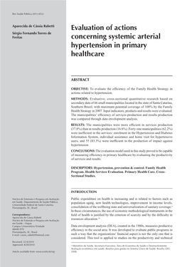Evaluation of Actions Concerning Systemic Arterial Hypertension In