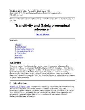 Transitivity and Galela Pronominal Reference[1]