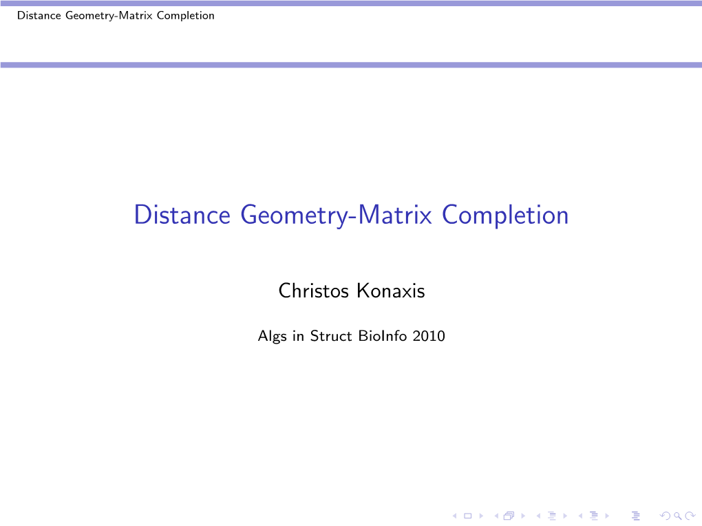 Distance Geometry-Matrix Completion