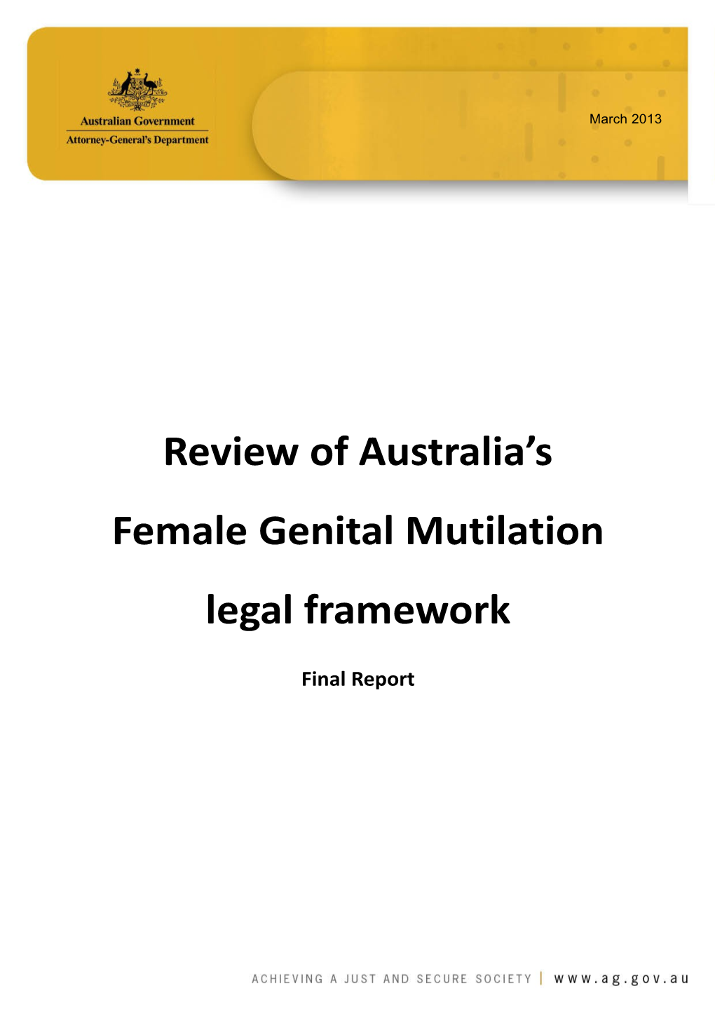 Review of Australia S Female Genital Mutilation Legal Framework