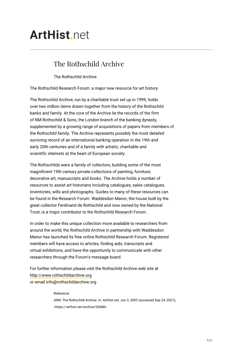 The Rothschild Archive