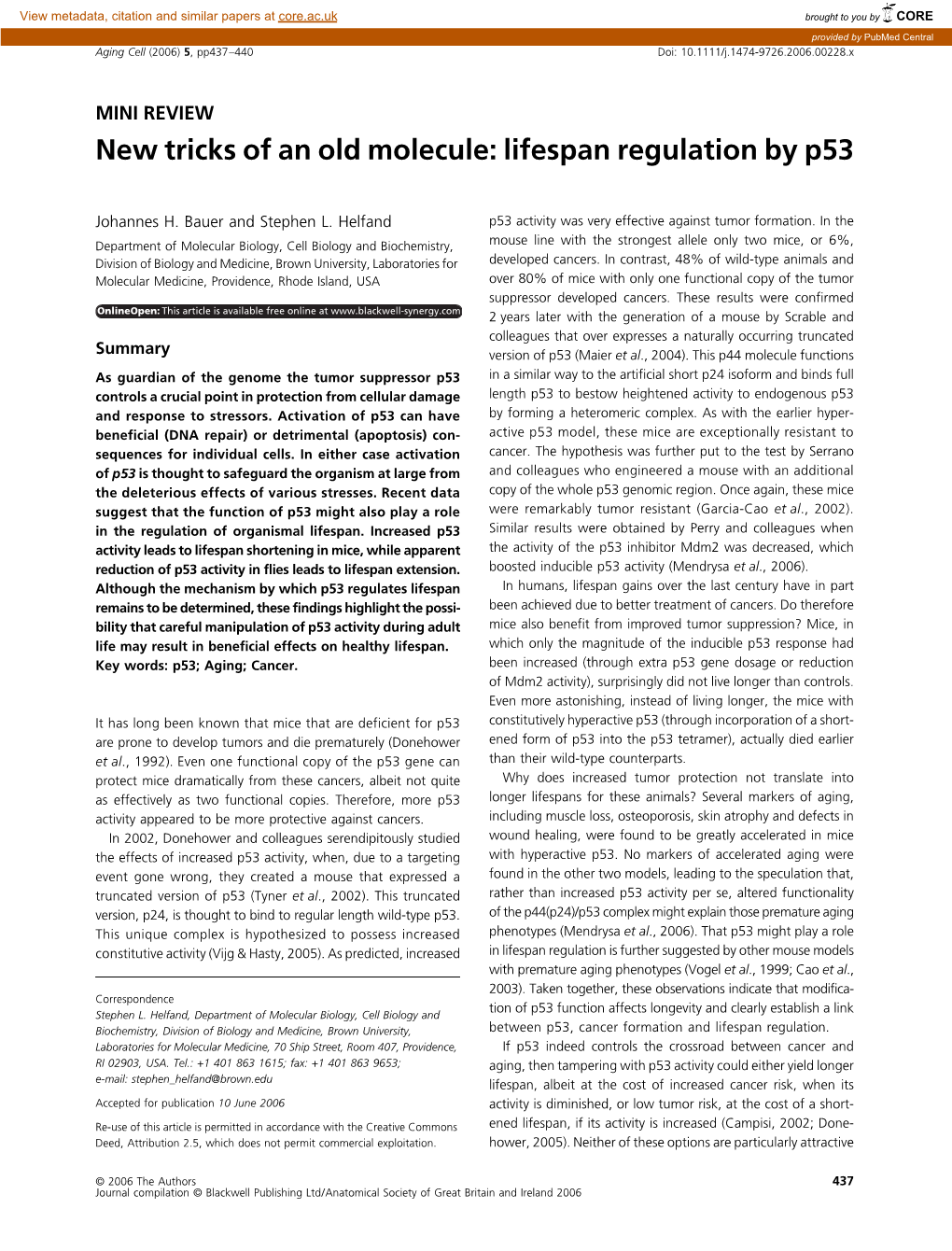 New Tricks of an Old Molecule: Lifespan Regulation By