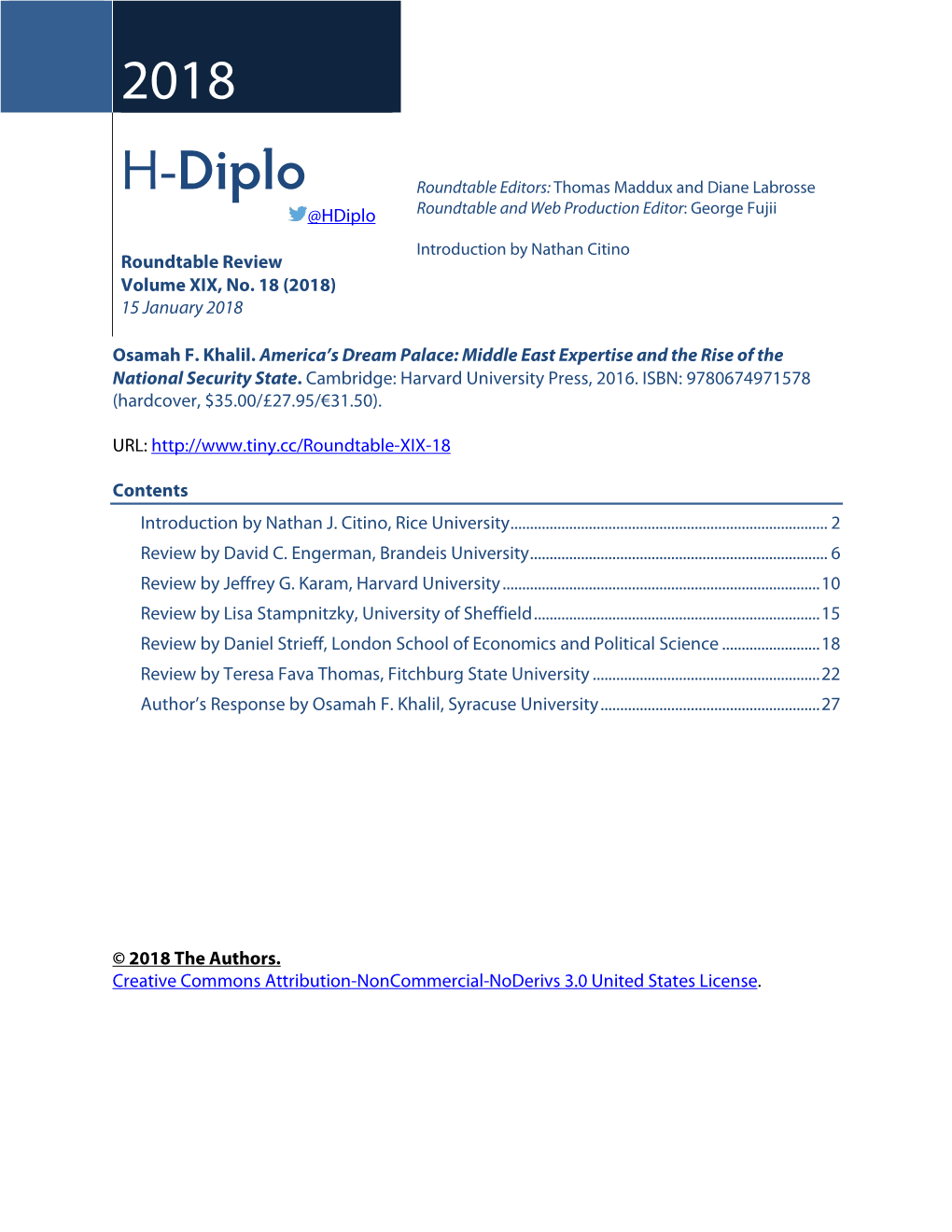 H-Diplo Roundtable, Vol